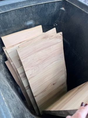 Bulk Laser Cut Plywood Scrap Sheets, 1/4 “ plywood, some raw some painted.  And I think oak panels.