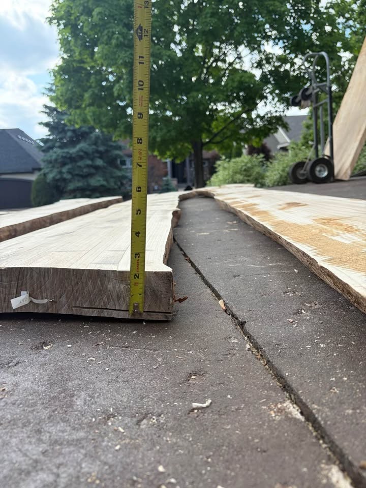 3 Long Live Edge Ash Wood Slabs from Same Tree—3” Thick, 6Y Air Dried, Climate Control, Bark Removed - Image 6