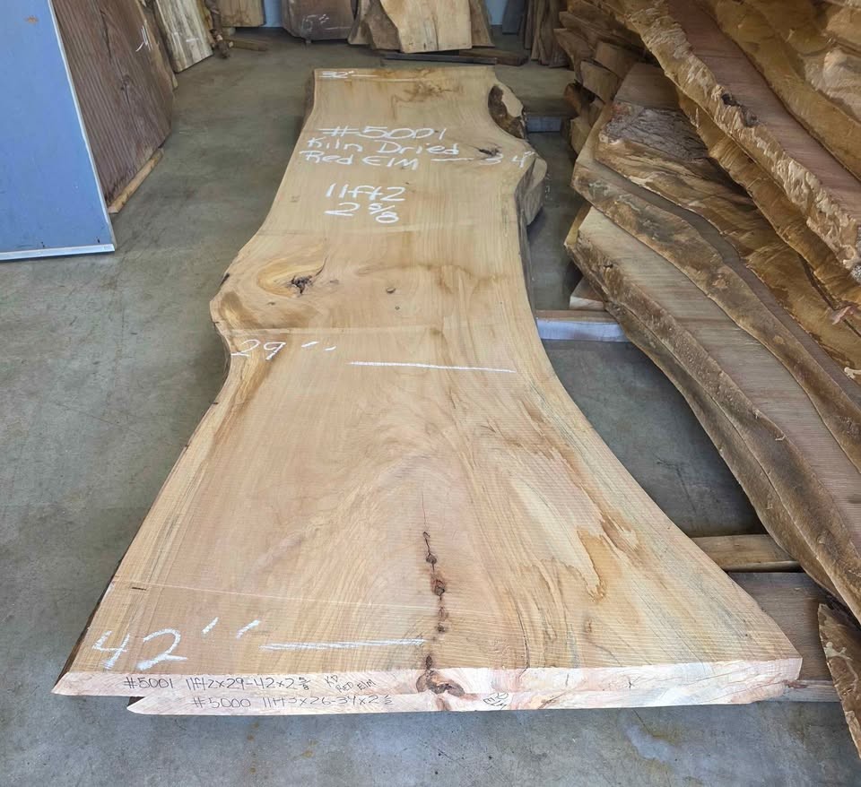 Kiln Dried Red Elm Slabs featuring a Bold Grain, with Rich Honey-Amber and Reddish-Brown deep tones! - Image 3