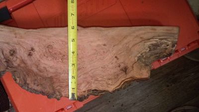 Cherry Burl Slab 18" x 6" x 2.25" — Deep Red Figured Live Edge Blank