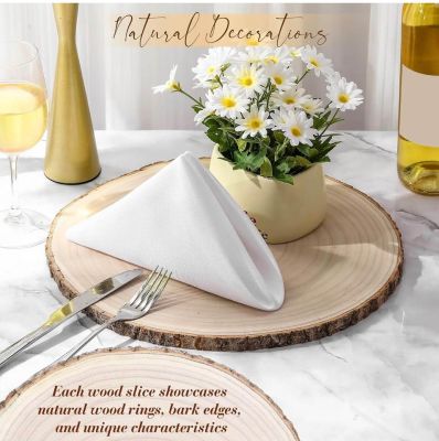 10 Pack Large Wood Slices for Centerpieces, 14-15 Inch Round Unfinished Wooden Slabs