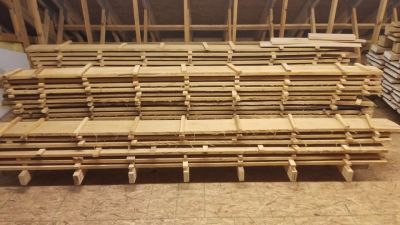 Rough cut white oak, rough cut red oak