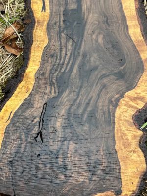 Bookmatched extremely figured walnut slabs