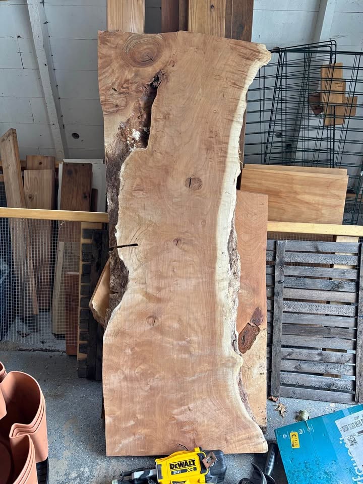 Figured Cherry Live Edge Wood Slab