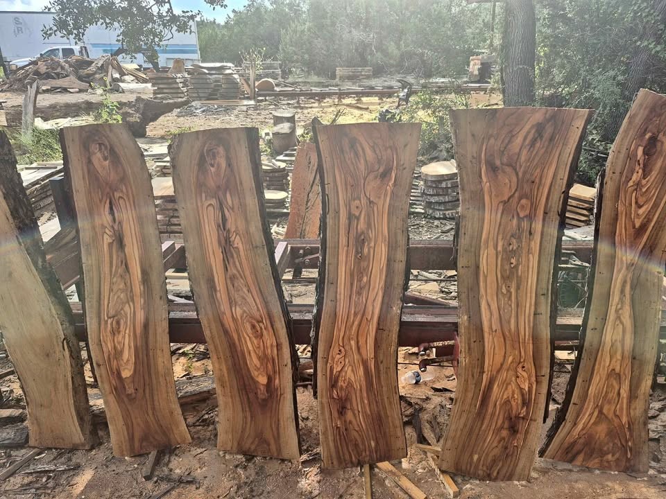 Live edge pecan slabs