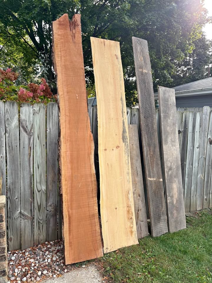 Assorted Live Edge Wood Slabs and Reclaimed Lumber - Image 1