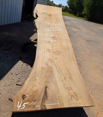 Kiln Dried Red Elm Slabs featuring a Bold Grain, with Rich Honey-Amber and Reddish-Brown deep tones!