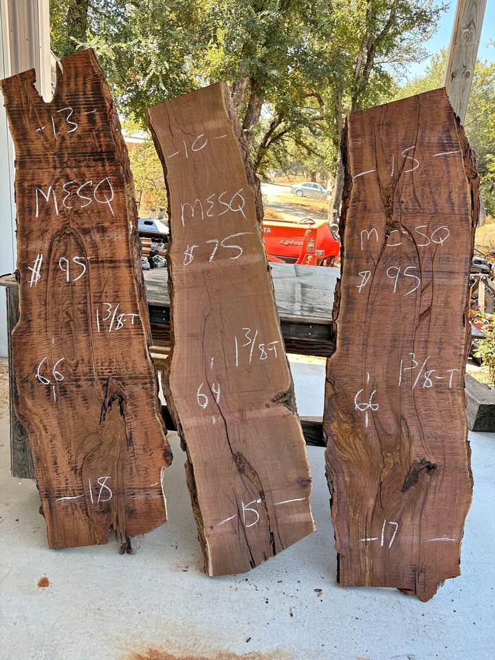 Live edge boards, slabs dry and ready for your project. Mesquite, black walnut, elm and more. - Image 1