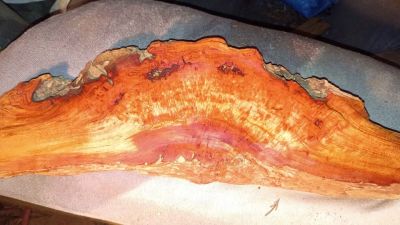 Cherry Burl Slab 18" x 6" x 2.25" — Deep Red Figured Live Edge Blank