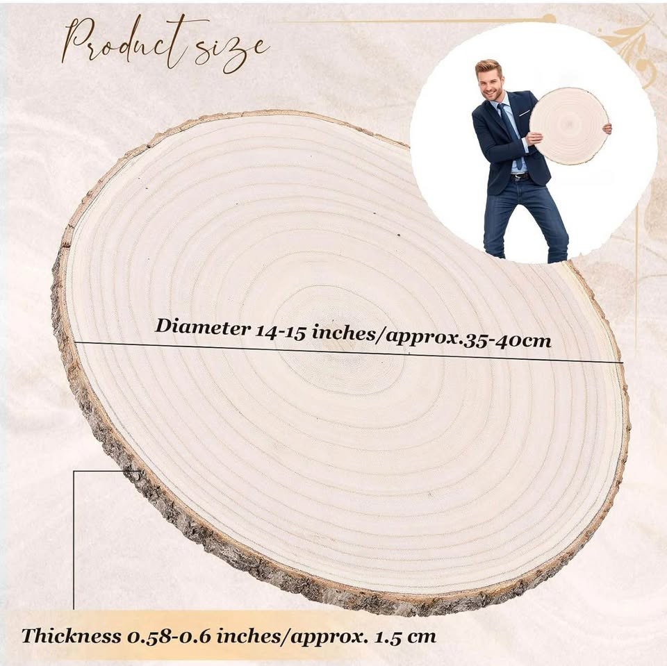 10 Pack Large Wood Slices for Centerpieces, 14-15 Inch Round Unfinished Wooden Slabs - Image 3