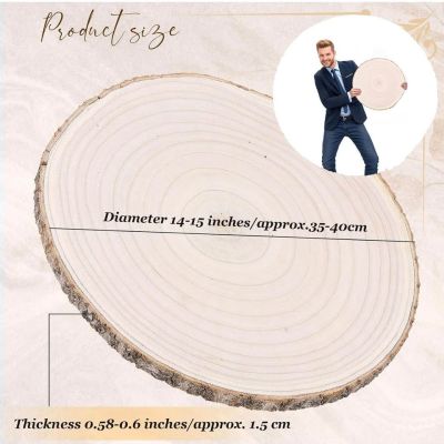 10 Pack Large Wood Slices for Centerpieces, 14-15 Inch Round Unfinished Wooden Slabs