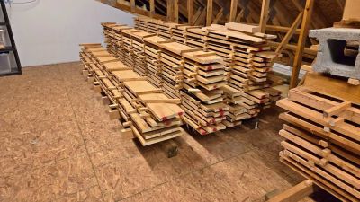 Rough cut white oak, rough cut red oak