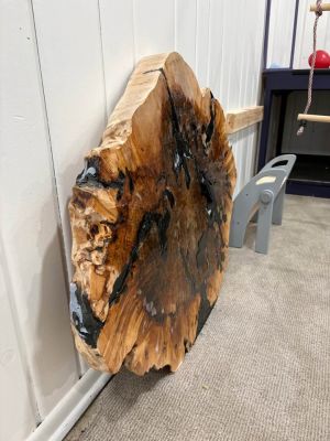 Live Edge Wood Slab with Black Epoxy Resin