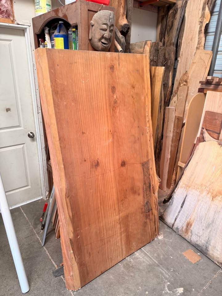 Large Solid Redwood Slab – 72" × 40”-43" × 2¾" Thick - Image 3