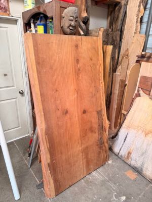 Large Solid Redwood Slab – 72" × 40”-43" × 2¾" Thick