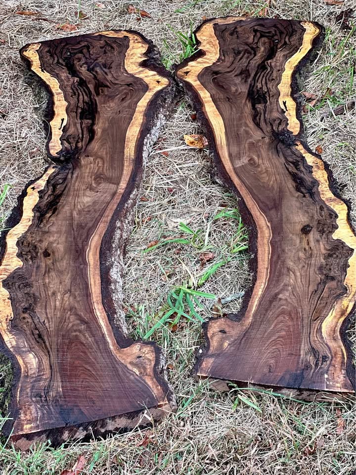 Bookmatched extremely figured walnut slabs - Image 1
