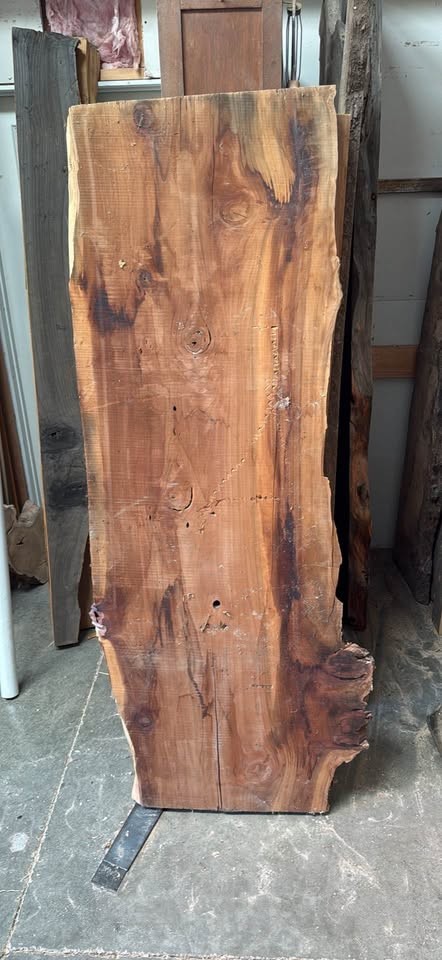Thick Redwood Live Edge Slab – 75” x 21–29” x 3” - Image 5