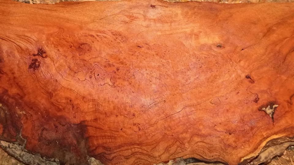 Cherry Burl Slab 18" x 6" x 2.25" — Deep Red Figured Live Edge Blank - Image 4