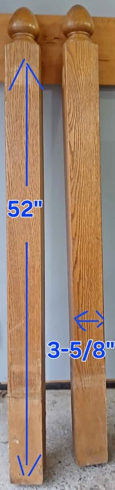 4"x4"x52"  two oak posts