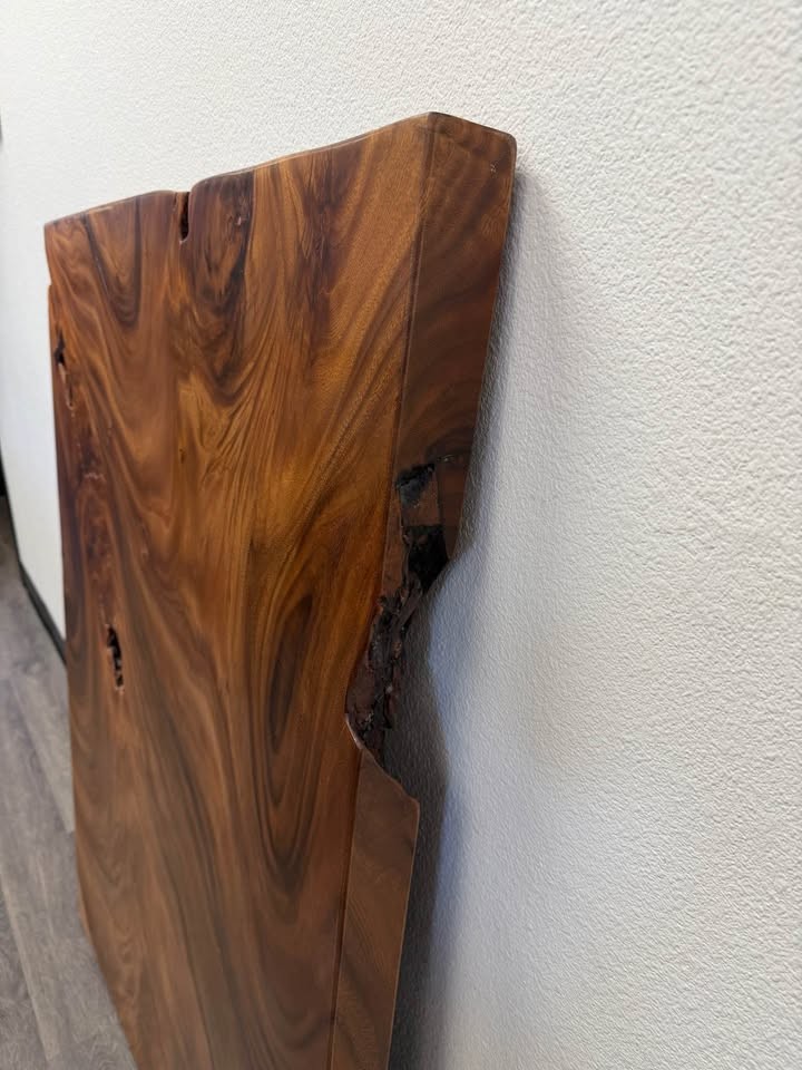Live Edge Monkeypod Wood Slab | 55" × 36" Coffee Table Top, Butterfly Inlay - Image 5