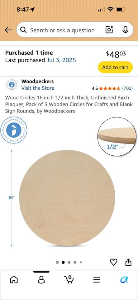 Woodpeckers 16 inch Unfinished Birch Wood Circles, Pack of 3 - Image 2