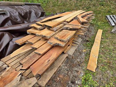 Live edge wood slabs and beams