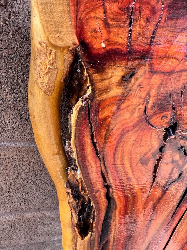 ???? PISTACHIO LIVE-EDGE PLANK — Fiery Reds & Natural Character - Image 3