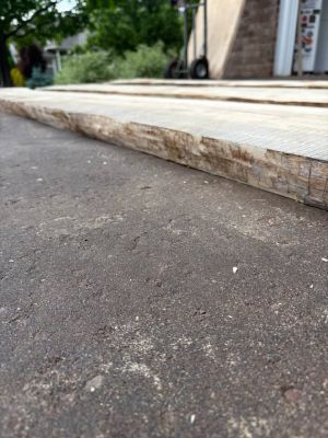 3 Long Live Edge Ash Wood Slabs from Same Tree—3” Thick, 6Y Air Dried, Climate Control, Bark Removed