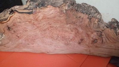 Cherry Burl Slab 18" x 6" x 2.25" — Deep Red Figured Live Edge Blank