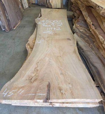 Kiln Dried Red Elm Slabs featuring a Bold Grain, with Rich Honey-Amber and Reddish-Brown deep tones!
