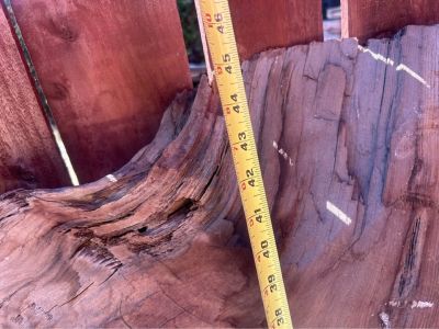 Redwood burl slab. Quite unique 
The is been dry for least 8 years $ firm measurements in photos