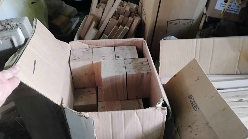Two large wood slabs, wooden blocks,short wooden poles, large wooden posts - Image 8