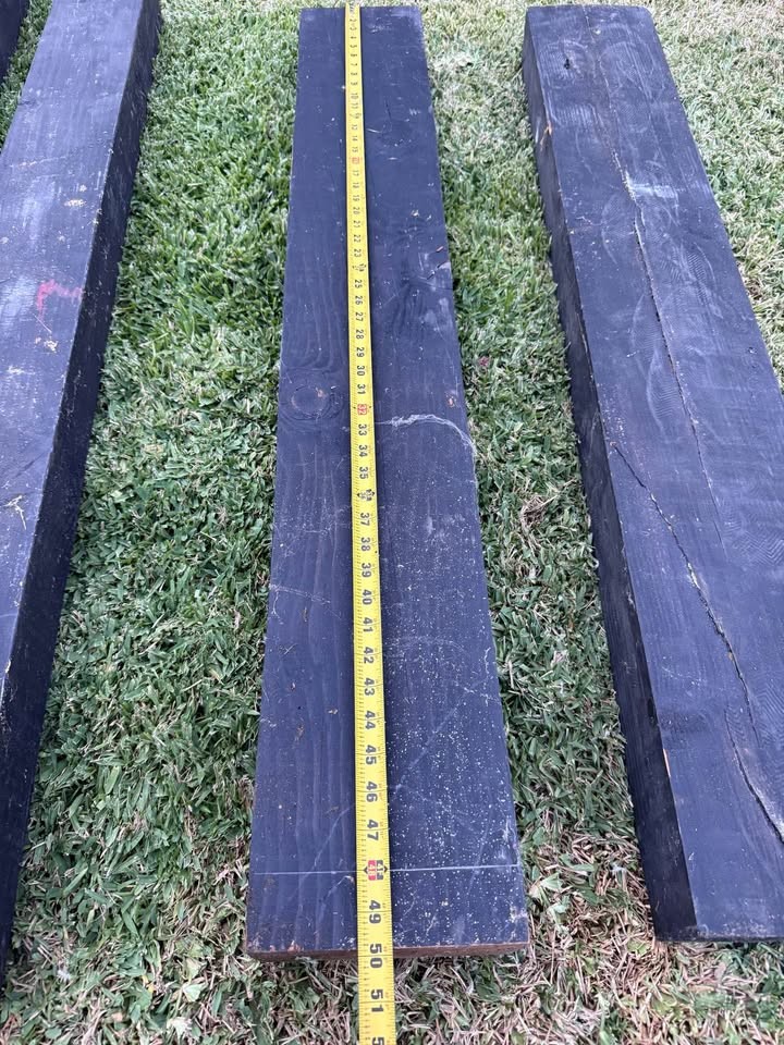 Black Painted Wood Beams - Set of 4 - Image 4