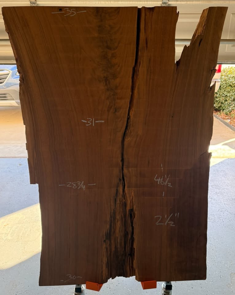 Live Edge Black Walnut Slab - Hit By Lightning - 2 1/2" thick x 46 1/2" long - Image 5