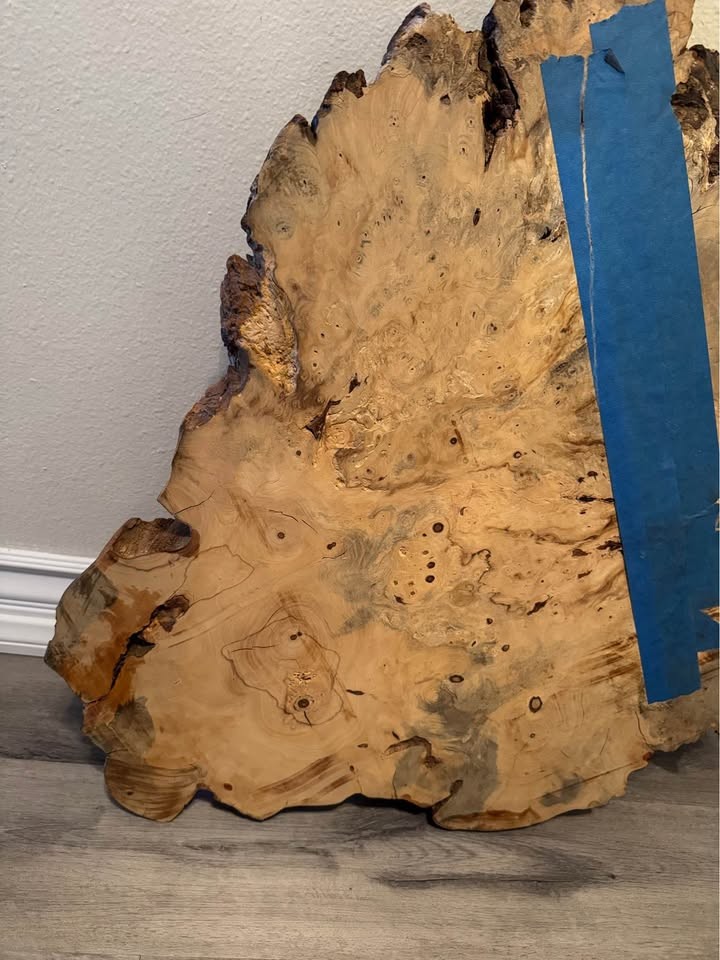 Live Edge Burl Wood Slab 30” L x  26” W x 2” Thick - Image 8
