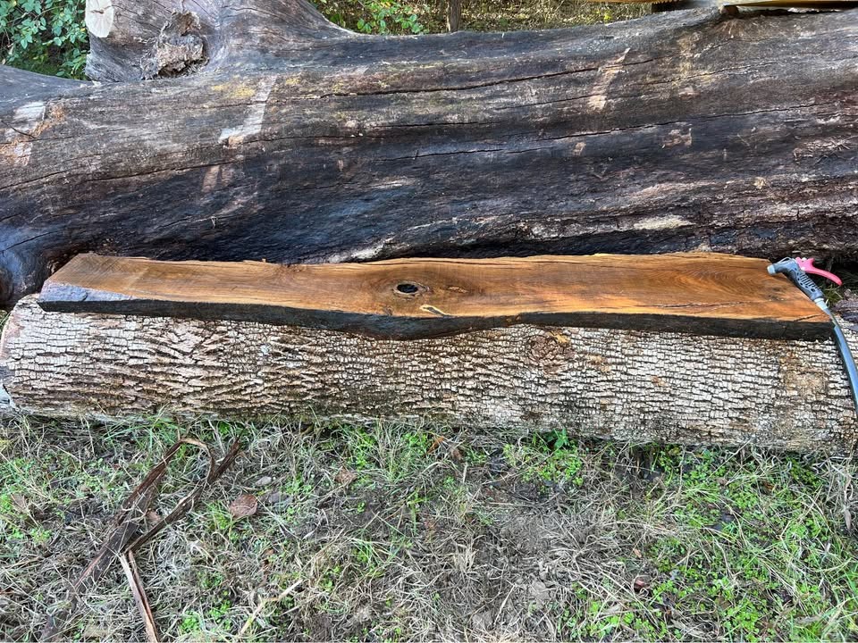 Hollow oak live edge mantle - Image 5
