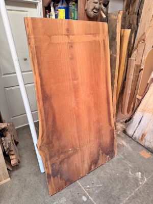 Large Solid Redwood Slab – 72" × 40”-43" × 2¾" Thick