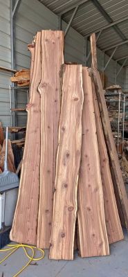 Live edge redwood slabs