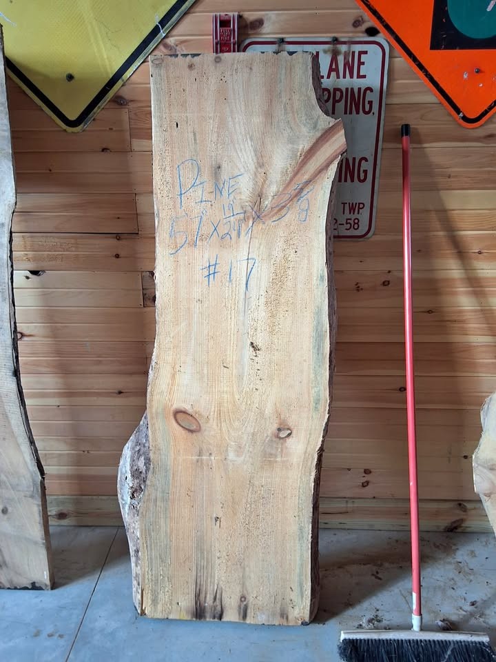Rough Cut Live Edge Pine Wood Lumber Slab - Image 1