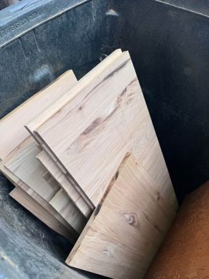 Bulk Laser Cut Plywood Scrap Sheets, 1/4 “ plywood, some raw some painted.  And I think oak panels.
