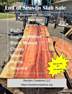End of Season Wood Slab Sale