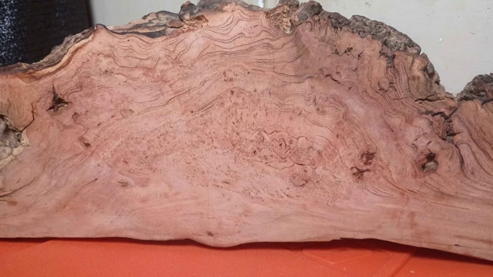 Cherry Burl Slab 18" x 6" x 2.25" — Deep Red Figured Live Edge Blank - Image 9