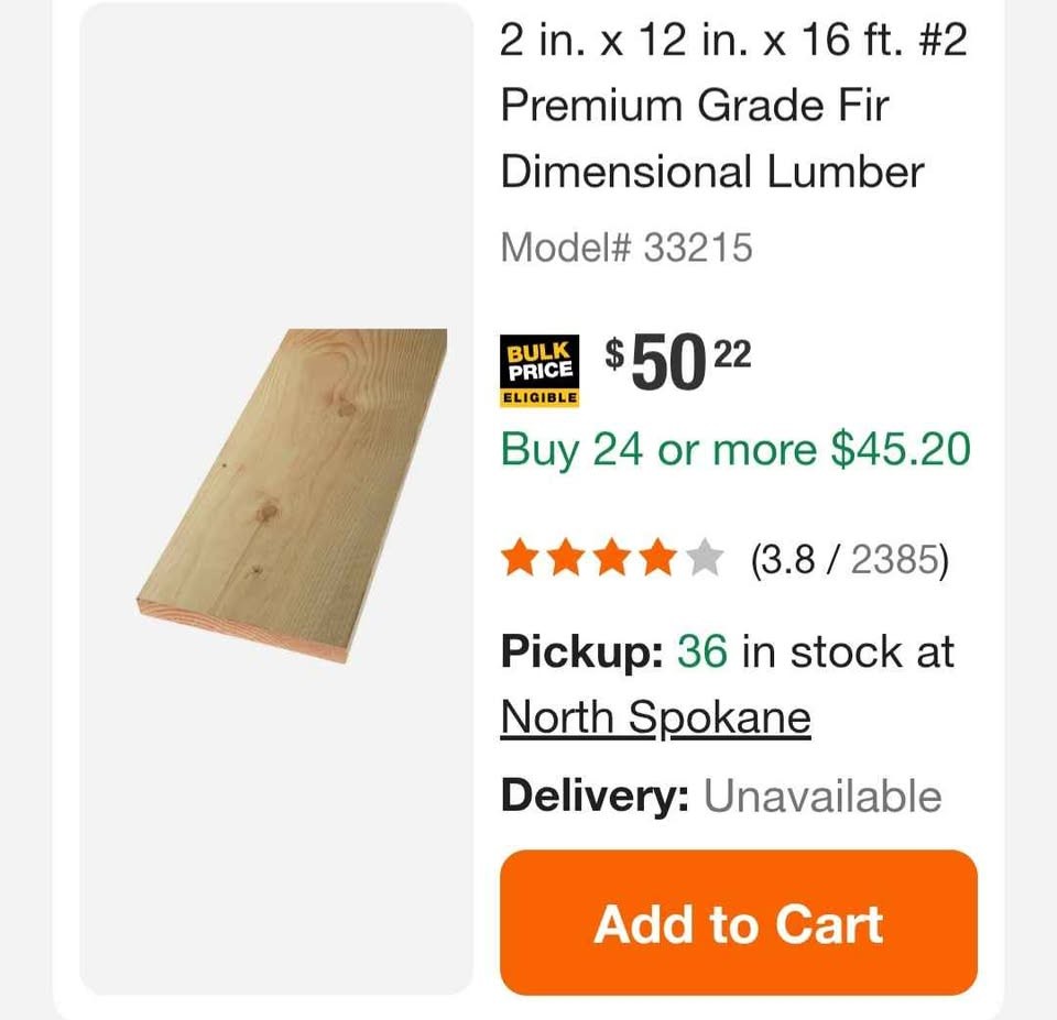 2x12 #2 Premium Grade select spruce Dimensional Lumber 10ft, 12ft, 16ft lengths - Image 3