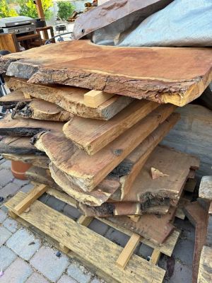 Live edge wood slabs and logs
