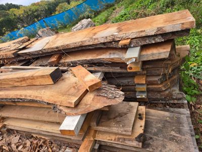 Live edge wood slabs and beams