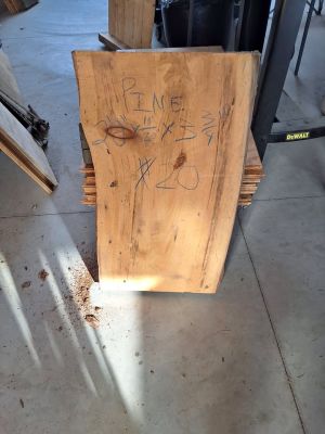 Rough Cut Live Edge Pine Wood Lumber Slab
