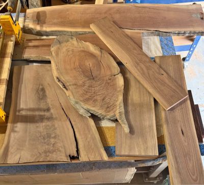 Black Walnut hardwood live edge slabs and lumber. Perfect for woodworking, cutting boards, furniture