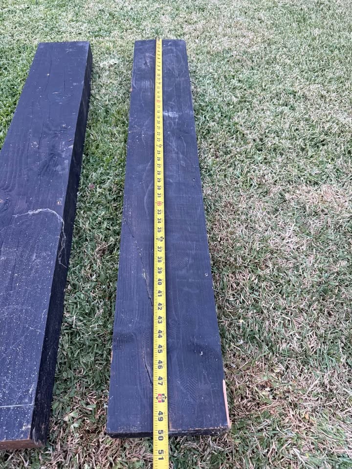 Black Painted Wood Beams - Set of 4 - Image 5