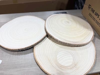 10 Pack Large Wood Slices for Centerpieces, 14-15 Inch Round Unfinished Wooden Slabs