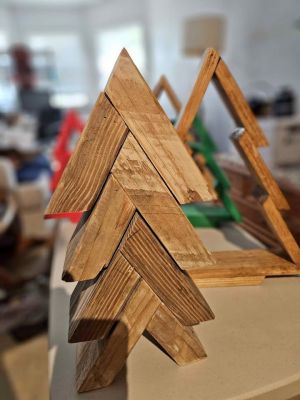 More Christmas trees 
Reclaimed and recycled wood
Very rustic. Can paint or stain if wanted.